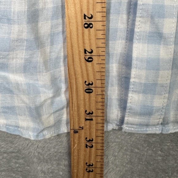 Bugatchi Shirt Mens XL Light Blue Shaped Fit Linen Button Down Gingham Check - Picture 6 of 9